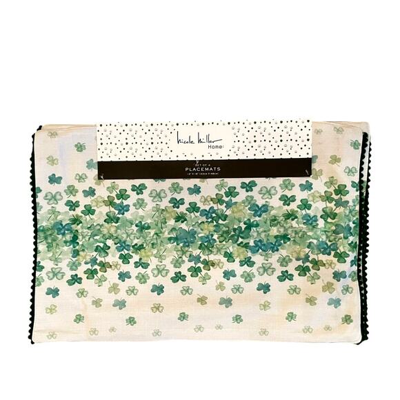 Nicole Miller St.Patrick's Day Shamrock Placemats 13x19 Set of 4 New - Picture 6 of 13